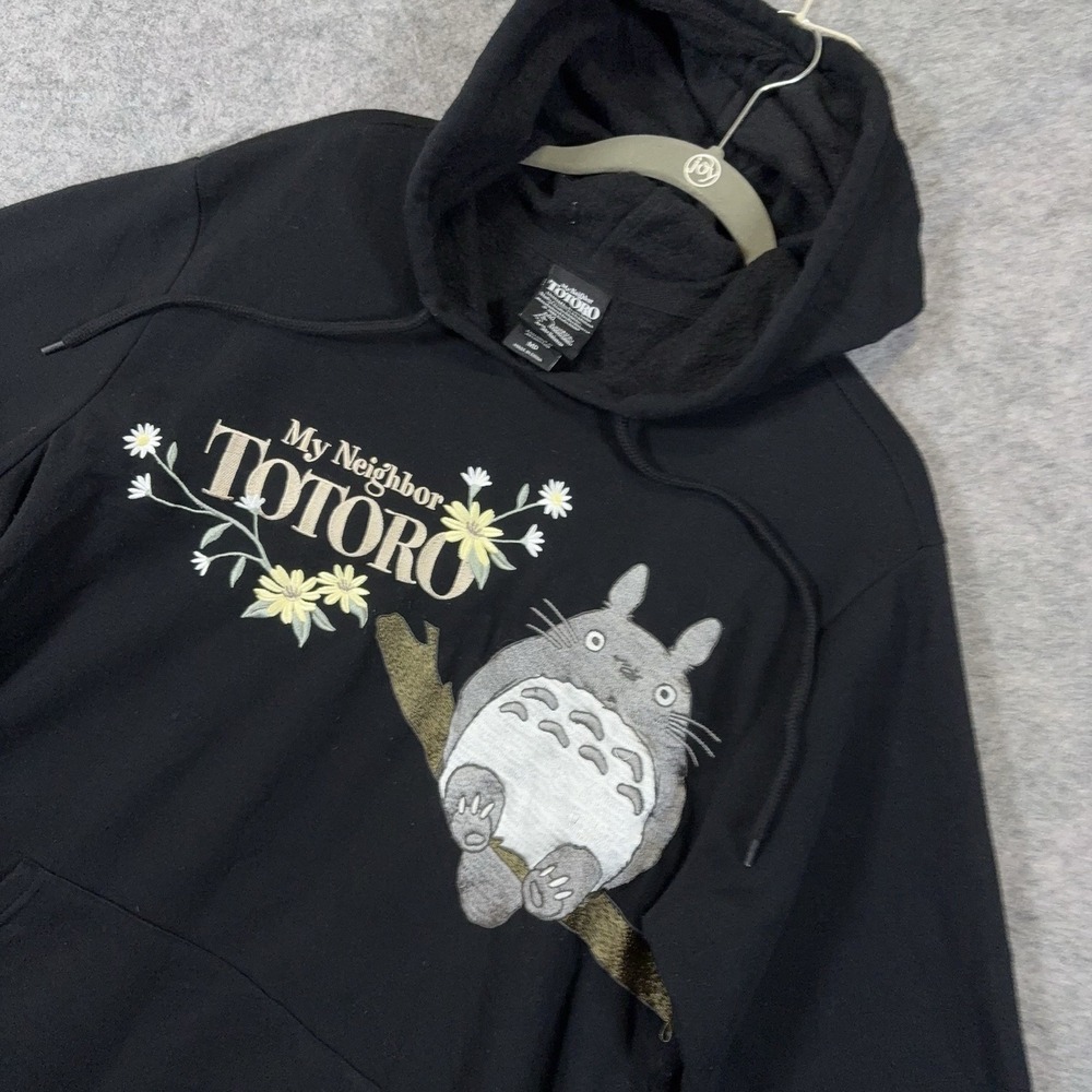 My Neighbor Totoro Studio Ghibli Hoodie Womens Sz M Black Embroidered Pocket